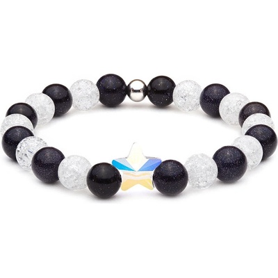 BudNej minerální hvězda Swarovski z praskaného křišťálu a modrého živce MN1125