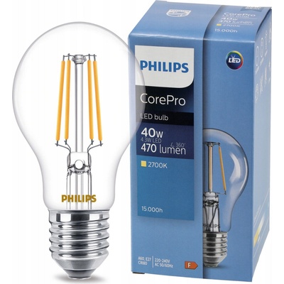 PHILIPS LED žiarovka filament CorePro E27 4,3 W 470lm 2700K