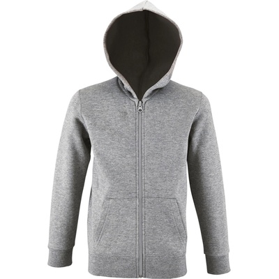 SOL'S na zips s kapucňou Stone Šedý melír