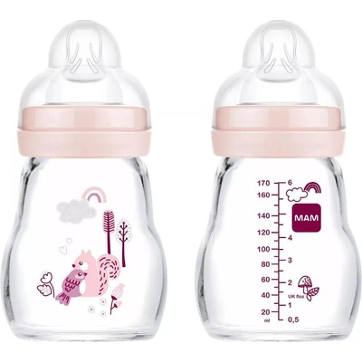 MAM láhev skleněná Feel Good růžová 170ml