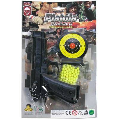 MaDe Pistolka na kartě s náhradními kuličkami 18 cm