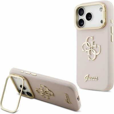 GUESS PU Grained 4G Logo Stand Camera Frame Заден Калъф за iPhone 17 Pro Розов Guess | Rozov | ЖЕНИ | UNI