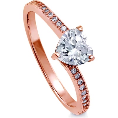 Lunica Stříbrný prsten ZAMILOVANÉ SRDCE ROSE 0642 6