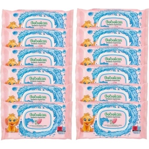 Bebelan Влажни кърпички Bebelan - Смрадлика и лайка, 12 х 64 броя (3800232578493) - baby