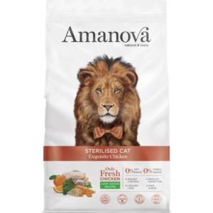 Amanova sterilised cat exquisite chicken - пълноценна храна за кастрирани котки от всички породи, с Пиле и портокал - 6 кг, Испания - 33124