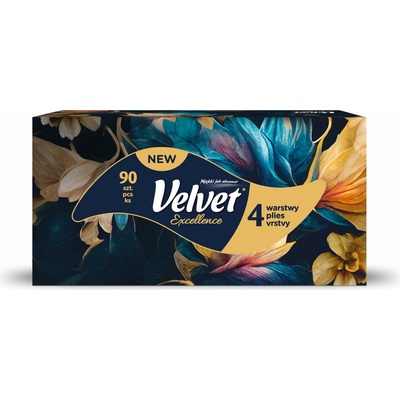 Velvet Excellence papírové kapesníčky 4-vrstvové 90 ks