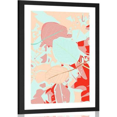 Plakát s paspartou barevné listy - 40x60 black