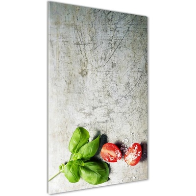 Vertikálny foto obraz sklo tvrdené Paradajky a bazalka 50x100 cm