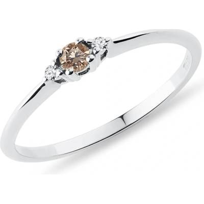 Klenota diamantový prsteň z bieleho zlata s champagne diamantom k0335072