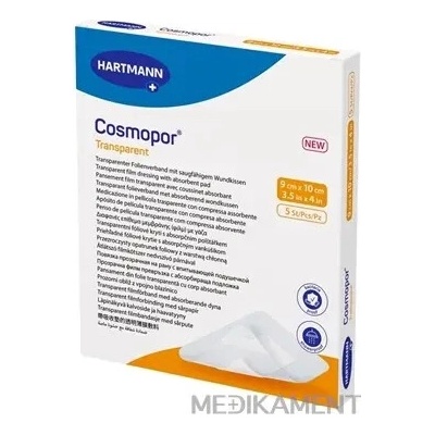 Cosmopor transparent priehľadné fóliové krytie na rany sterilné 9 x 10 cm 5 ks