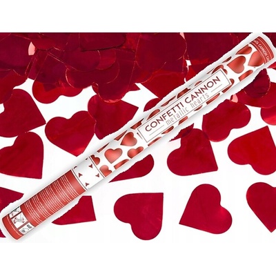 Vystreľovacie konfety červená srdce - 60 cm