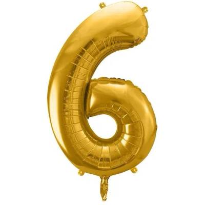 Party Deco Фолиев Балон Цифра, Злато - 86см - 6 (fb1m-6-019)