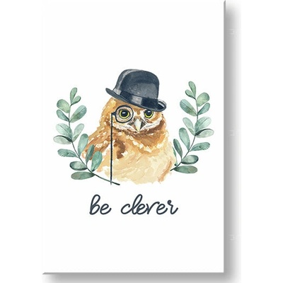 Papilora Obraz sovy v klobúku na plátne do detskej izby — Be Clever - 30x40 cm
