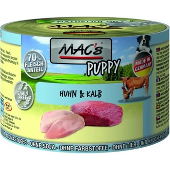 Image 1 of MAC's Mac’s Dog Puppy, консерва за подрастващи кучета, БЕЗ ЗЪРНО, с птиче и говеждо (мин. 70% месо), 200 гр - Германия - 935VE