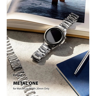 Ringke Стоманена каишка за Galaxy Watch, Huawei Watch, Xiaomi, Garmin и други (20 мм) - Ringke Metal One Classic Band 20 mm (сребрист)