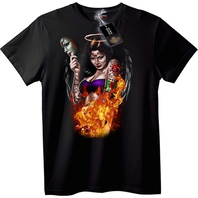 NOONEBRAND Тениска Огнен Ангел - 2XL, Black