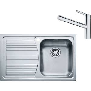 Franke - Комплект N86, мивка от неръждаема стомана LLX 611/7 и смесител FC 3054.031, неръждаема стомана/хром 101.0650. 596 (101.0650.596) Мивка за вграждане