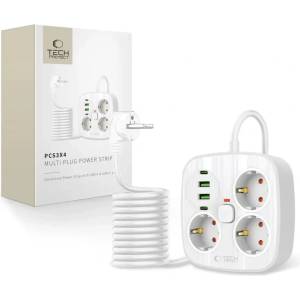 Tech-Protect Разклонител Tech-Protect PCS3X4, 3 гнезда, 2xUSB-A, 2xUSB-C 200 см - б (5906302363421)
