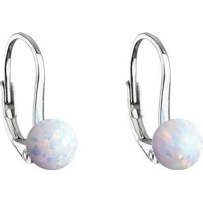 Evolution Group Pavona Půvabné stříbrné náušnice s bílým syntetickým opálem 11242.1