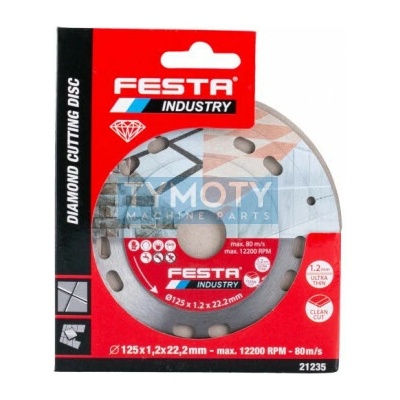 Kotúč diamantový rezný plný 125x1,2x22,2 mm, FESTA INDUSTRY 21235