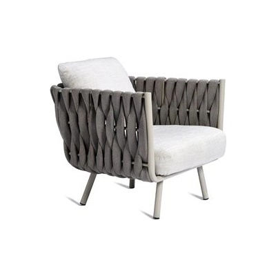 Tribu Nízké křeslo Tosca, rám lakovaná nerez linen, výplet linen, bez polstrování