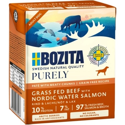 Bozita Purely Dog paté s hovädzím a lososom GF 370 g