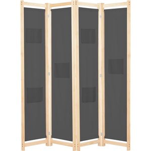 vidaXL Параван за стая, 4 панела, сив, 160x170x4 cм, текстил (248176)