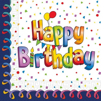 Procos papírové ubrousky Happy Birthday 20ks 33x33cm