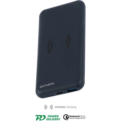 4smarts Inductive Wireless Power Bank VoltHub 10000 mAh with QQC 3.0 & PD - безжична външна батерия с USB и USB-C изходи, QQC 3.0 и PD (черен)