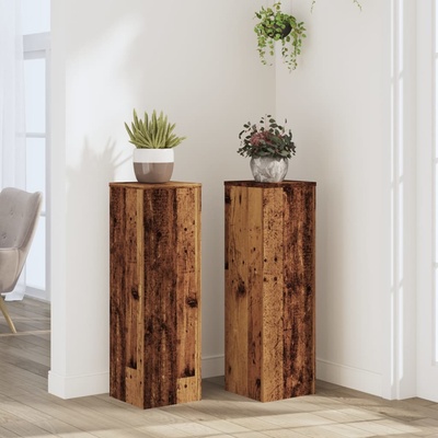 vidaXL Стойки за растения 2 бр старо дърво 25x25x80 см инженерно дърво (852949)