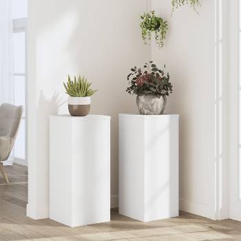 vidaXL Стойки за растения 2 бр бели 30x30x70 см инженерно дърво (852924)