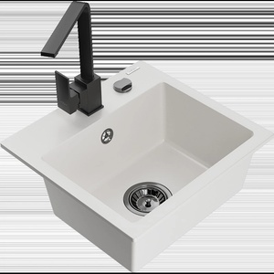Mexen Milo гранитна кухненска мивка с 1 камера с кухненски смесител Rita, бял (6505-20-670300-70)