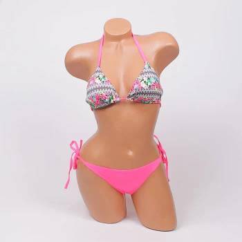 Image 1 of Нежно розов бански с шарен десен и цветя - чашка В