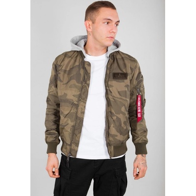 Alpha Industries MA-1 TT HOOD bunda pánska olive camo zelený maskáč