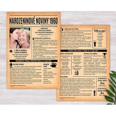 Noviny k narozeninám 1960 – jednostranné až čtyřstranné