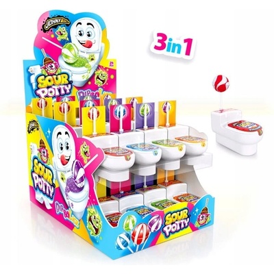 Johny Bee Lízátko Sour Potty s práškem 24 x 19 g