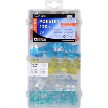 Pojistky nožové sada 120ks 7,5/10/15/20/25/30Amp