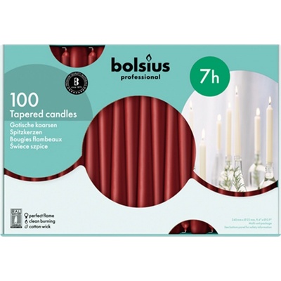 Bolsius Konická bordó v krabici 22x240 100 ks