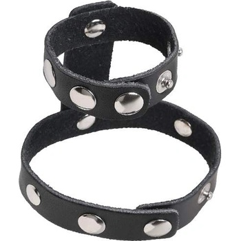 Excellent Power Двоен кожен пенис пристегач със закопчаване "men's expert