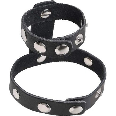 Excellent Power Двоен кожен пенис пристегач със закопчаване "men's expert