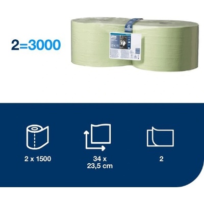 Tork 129243 W1 2 vrstvá zelená 1500 útržků