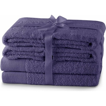 Restilo Amari ručníky a osušky v sadě fialová 4x střední ručník 50 x 100 cm 2x osuška 70 x 140 cm