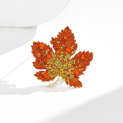 Éternelle brož v podobě listu osázena zirkony B2397-X2662-2-200 Oranžová