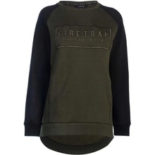 Firetrap mikina Raglan Crew Sweatshirt Ladies Khaki/Black