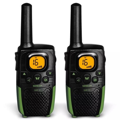 Sencor Комплект 2 портативни радиостанции, Sencor, 16 канала, 446 Mhz, Черен/Зелен (SMR131)