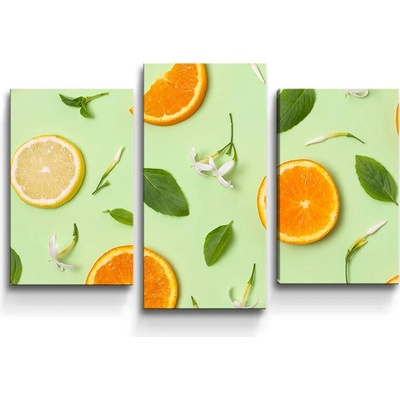 Sablio Obraz - 3-dílný Citrus a kvet - 75x50 cm