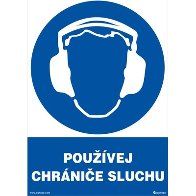 Walteco Používej chrániče sluchu 210x297mm, formát A4, plastová tabulka Množství: 1 ks , 20022