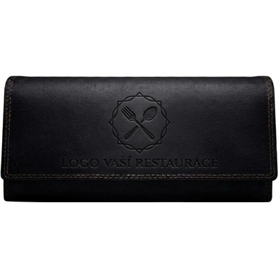 Kožená kasírka s vašim logem monogramem se zapínáním. Číšnická peneženka