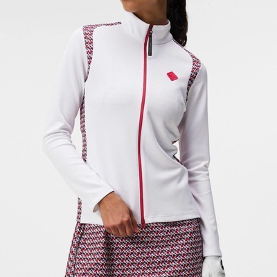 J.Lindeberg Solar Print Full Zip Mid Layer JL Micro Bridge Rose Red