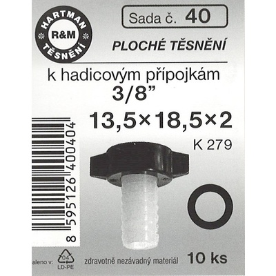 HARTMAN těsnění pryžové ploché k hadicovým přípojkám 3/8", sada č. 40